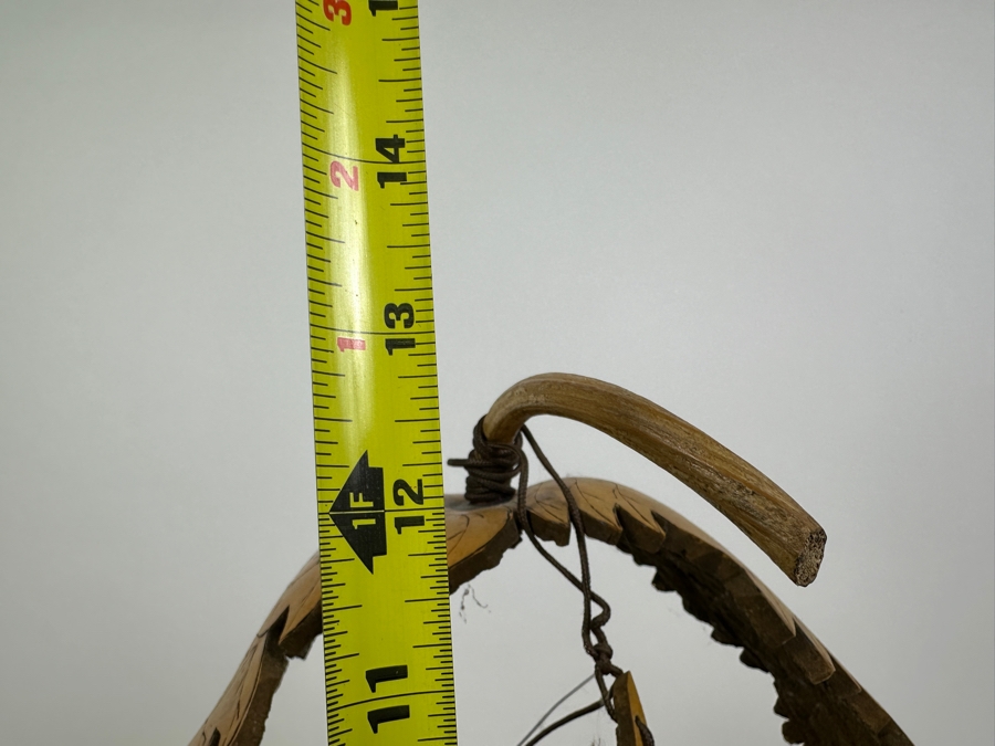 Hand Painted Signed Carved Gourd Basket Signed Kathy 13H [Photo 7]