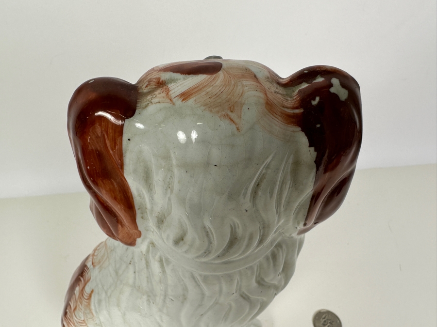 Vintage Staffordshire Spaniel Hand Painted Pottery 9.5H [Photo 8]