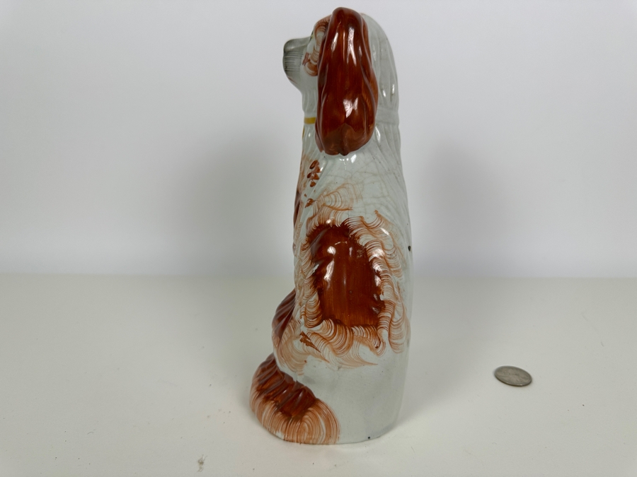 Vintage Staffordshire Spaniel Hand Painted Pottery 9.5H [Photo 9]