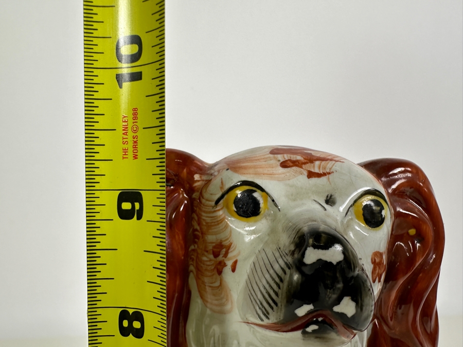Vintage Staffordshire Spaniel Hand Painted Pottery 9.5H [Photo 12]