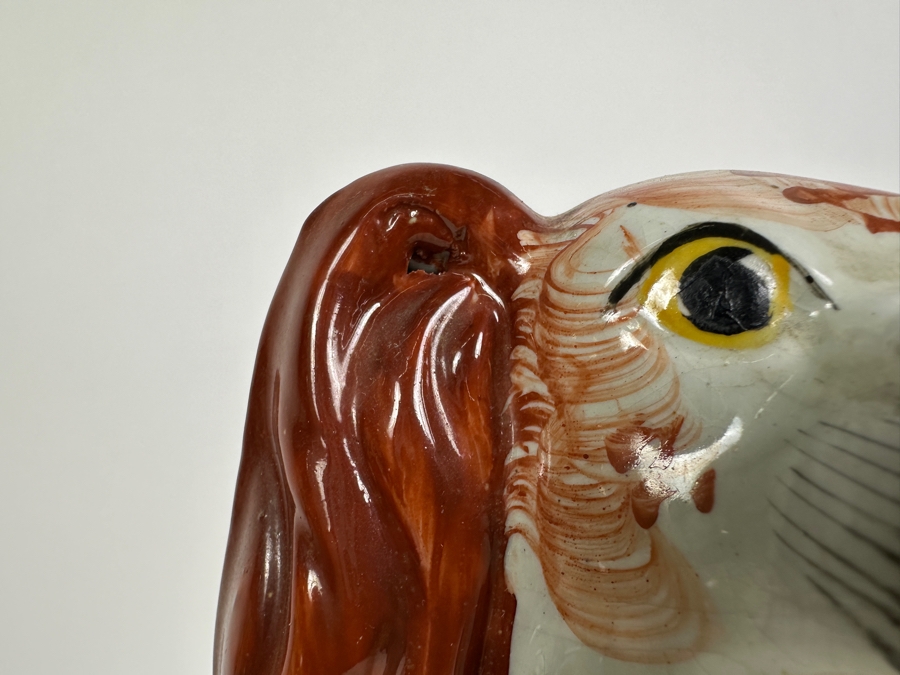 Vintage Staffordshire Spaniel Hand Painted Pottery 9.5H [Photo 11]