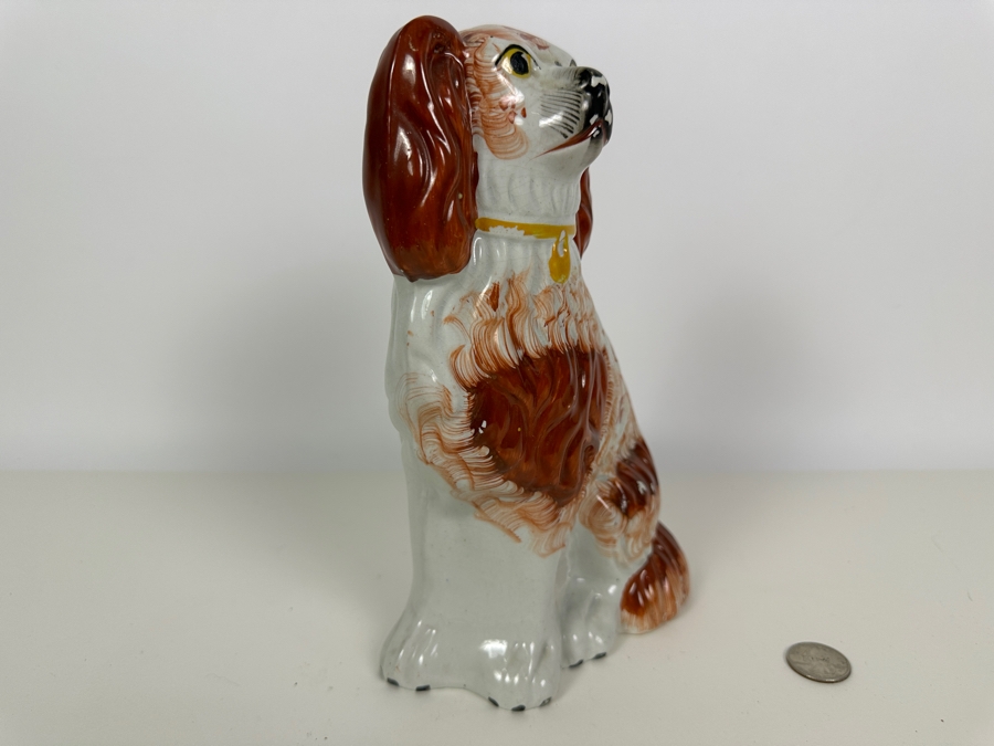 Vintage Staffordshire Spaniel Hand Painted Pottery 9.5H [Photo 5]