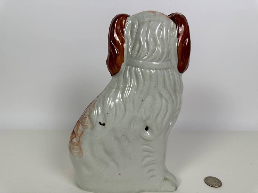 Vintage Staffordshire Spaniel Hand Painted Pottery 9.5H [Photo 6]