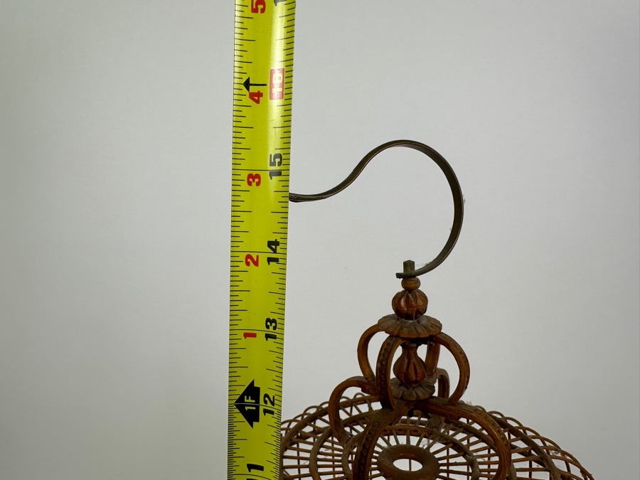 Vintage Chinese Bamboo Birdcage With Waterpots 15H [Photo 19]