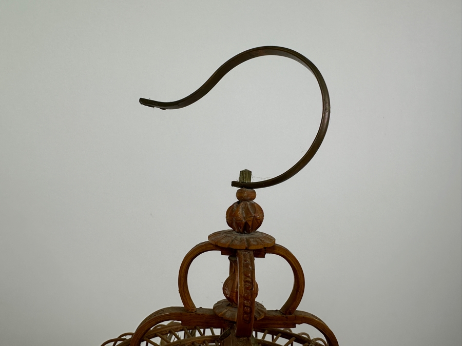 Vintage Chinese Bamboo Birdcage With Waterpots 15H [Photo 10]