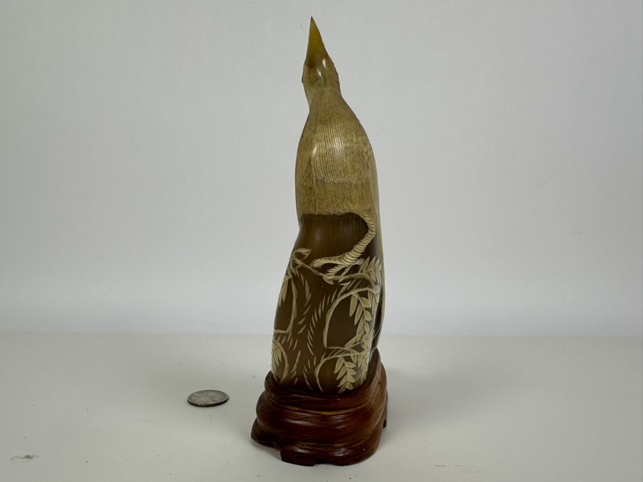 Pair Of Vintage Hand Carved Horn Birds Figurines 7.25H [Photo 10]