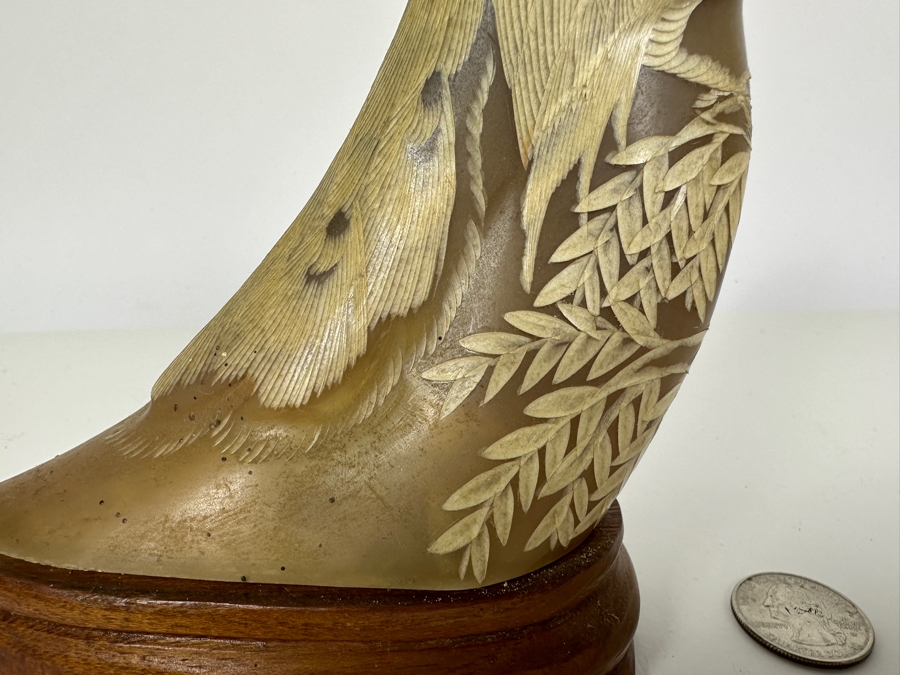 Pair Of Vintage Hand Carved Horn Birds Figurines 7.25H [Photo 6]