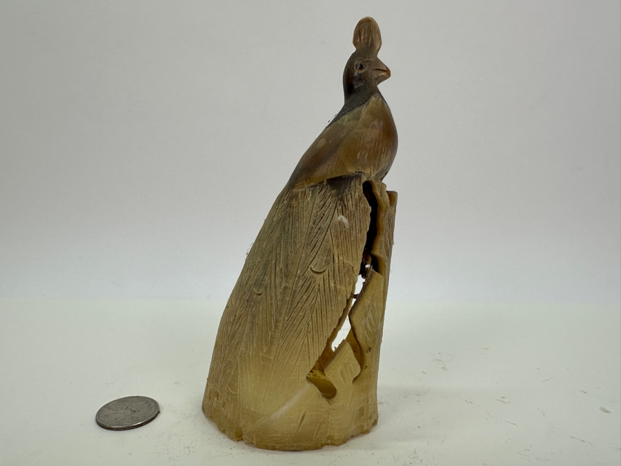 Pair Of Vintage Hand Carved Horn Birds Figurines 7.25H [Photo 14]