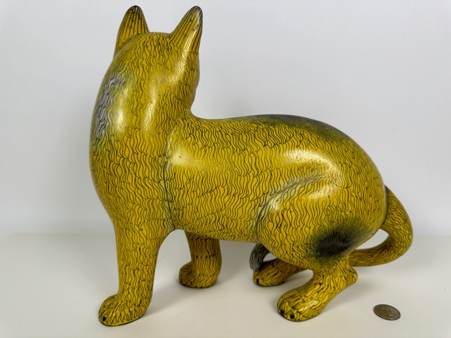 Large Vintage Chinese Cloisonne Cat Figurine 13W X 6D X 12H [Photo 7]