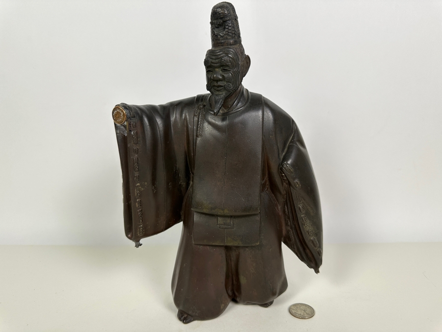 Antique Japanese Bronze Noh Actor Okimono 8W X 3D X 11H [Photo 5]