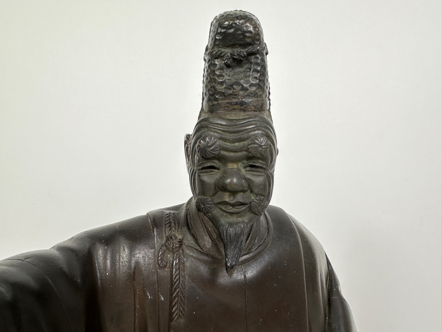 Antique Japanese Bronze Noh Actor Okimono 8W X 3D X 11H [Photo 10]