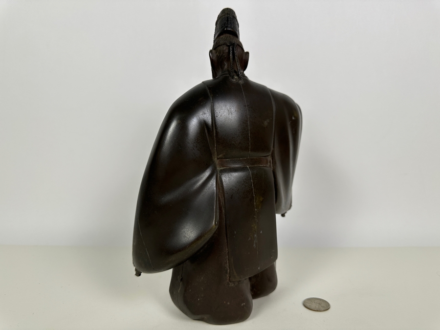 Antique Japanese Bronze Noh Actor Okimono 8W X 3D X 11H [Photo 23]