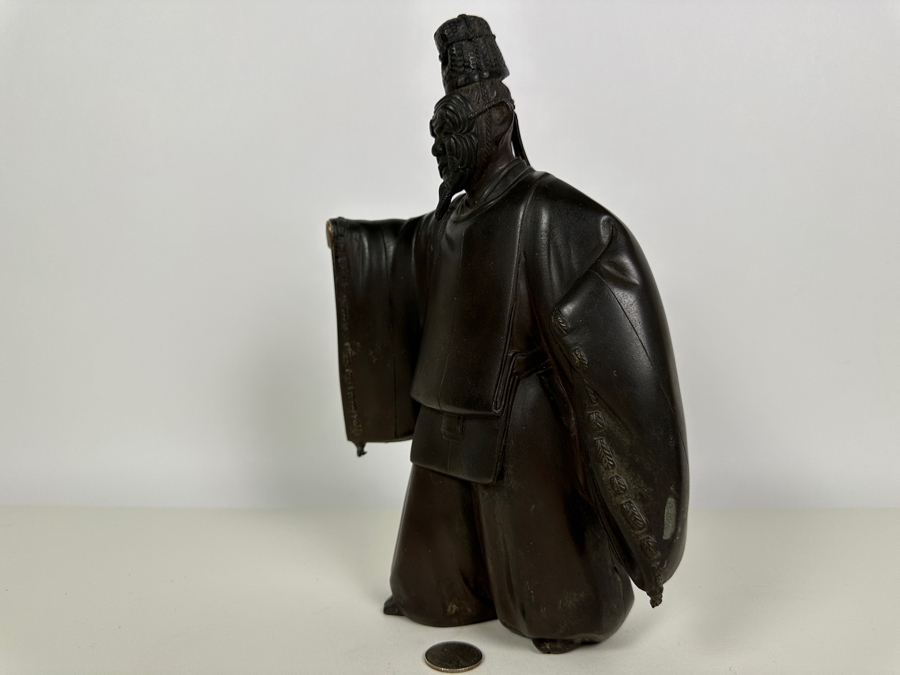 Antique Japanese Bronze Noh Actor Okimono 8W X 3D X 11H [Photo 24]