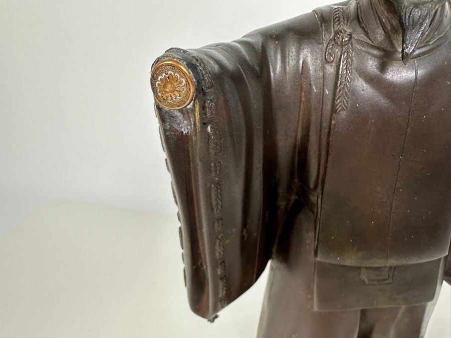 Antique Japanese Bronze Noh Actor Okimono 8W X 3D X 11H [Photo 14]