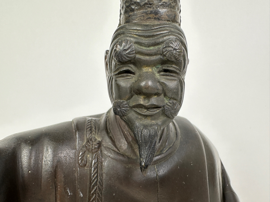 Antique Japanese Bronze Noh Actor Okimono 8W X 3D X 11H [Photo 11]