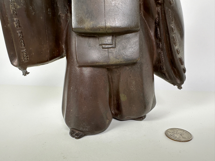 Antique Japanese Bronze Noh Actor Okimono 8W X 3D X 11H [Photo 16]