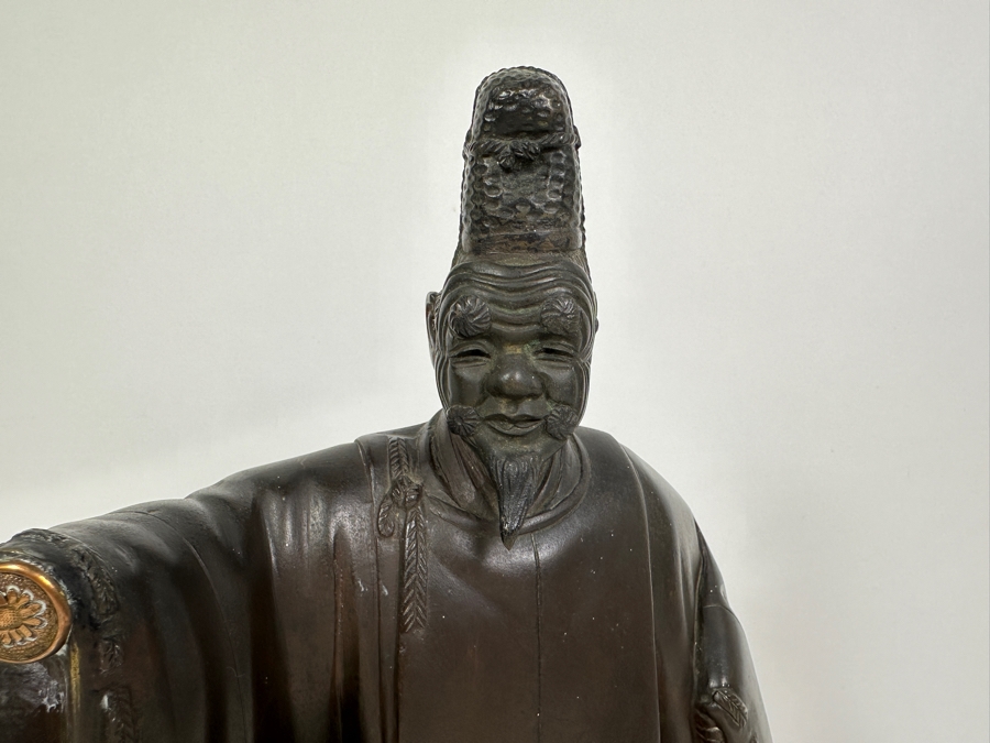 Antique Japanese Bronze Noh Actor Okimono 8W X 3D X 11H [Photo 9]