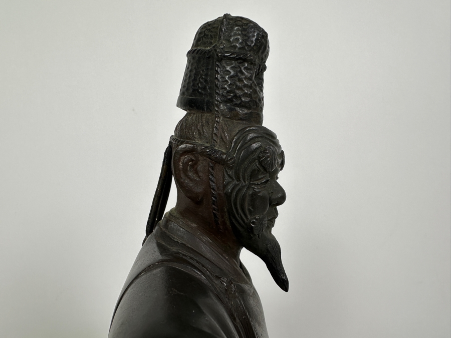 Antique Japanese Bronze Noh Actor Okimono 8W X 3D X 11H [Photo 18]