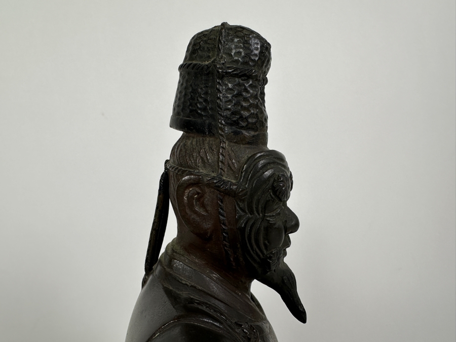 Antique Japanese Bronze Noh Actor Okimono 8W X 3D X 11H [Photo 19]