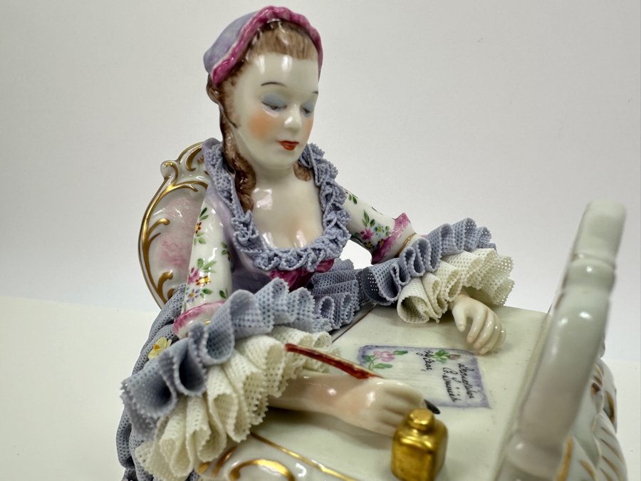 Irish Dresden Figurine Titled 'The Love Letter' 6W X 7H
