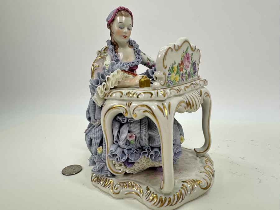 Irish Dresden Figurine Titled 'The Love Letter' 6W X 7H [Photo 3]