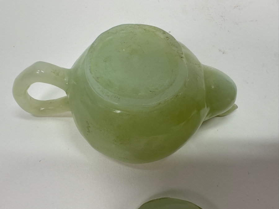 Pair Of Chinese Miniature Jade Teapots 4W X 2H [Photo 9]