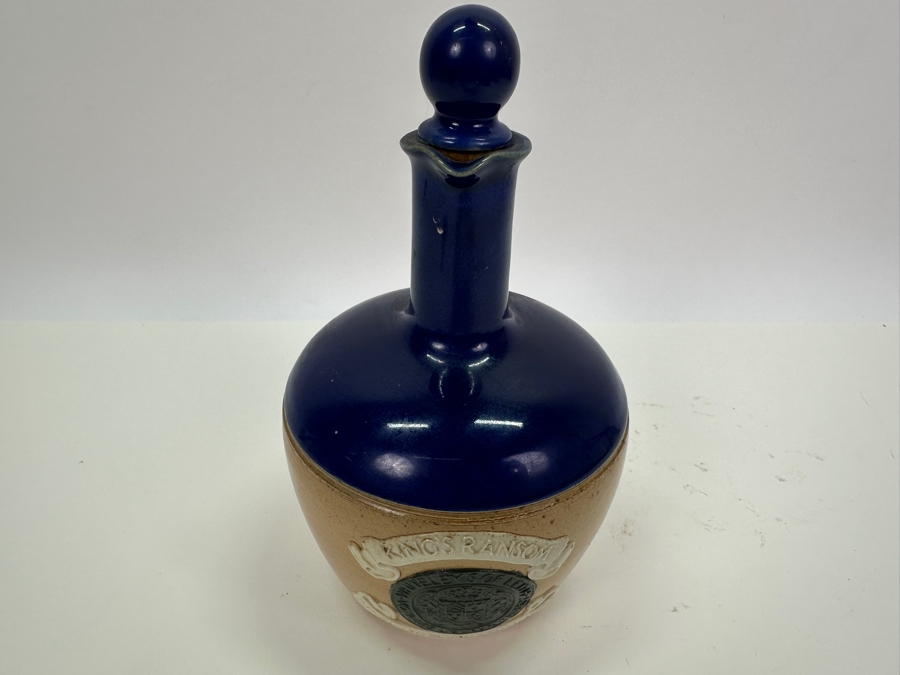 Vintage King's Ransom Whiskey Stoneware Bottle With Biltmore Hotel Los Angeles Label Underneath Bottle 8.5H [Photo 4]