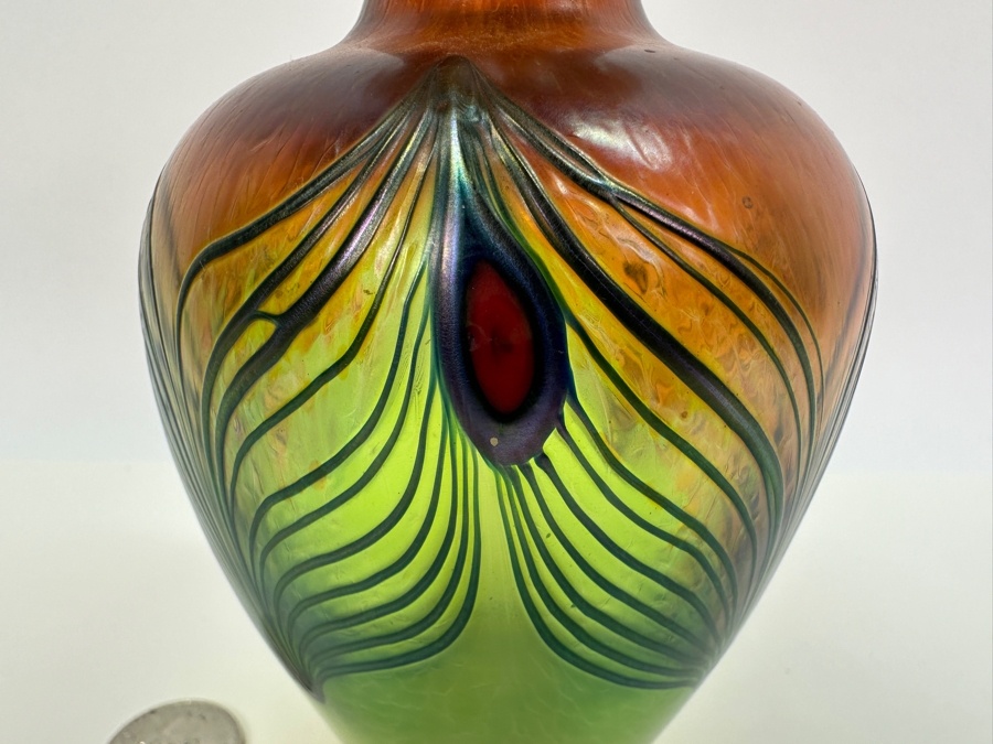 Robert Held Signed Hand Made Art Glass Vase 6.5H