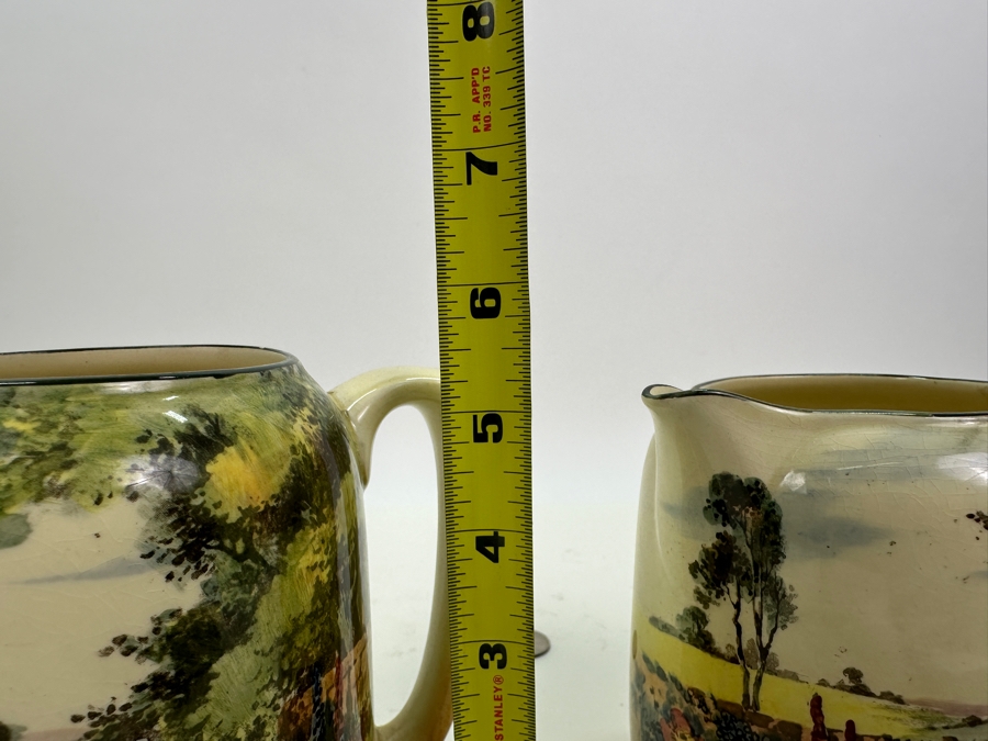 Pair Of Antique Hand Painted Royal Doulton Pitchers 5H & 5.5H [Photo 8]