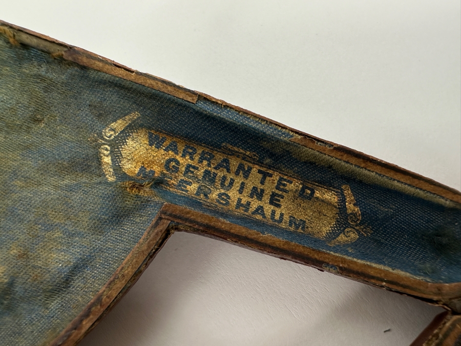 Pair Of Antique Carved Meerschaum / Amber Pipes Carved Horses With Cases 4.5L [Photo 7]