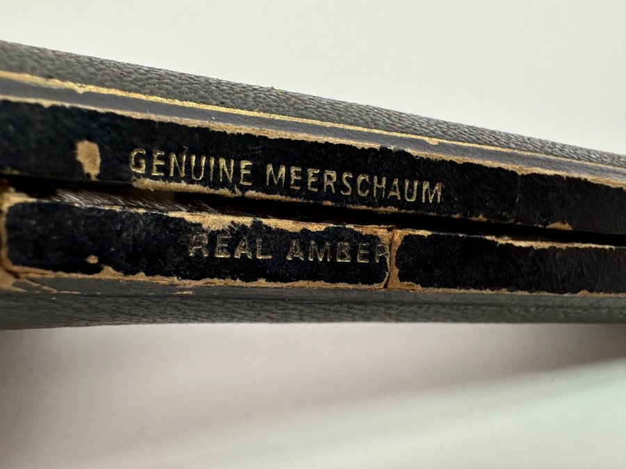 Pair Of Antique Carved Meerschaum / Amber Pipes One With Case [Photo 14]