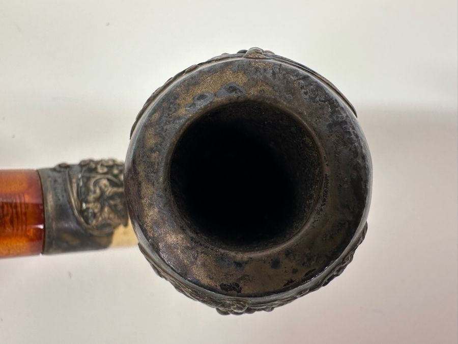 Vintage Sterling Silver / Meerschaum / Amber Pipe 5W [Photo 7]