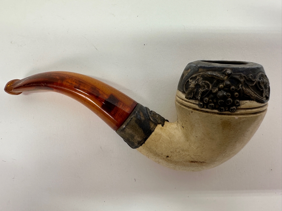Vintage Sterling Silver / Meerschaum / Amber Pipe 5W [Photo 5]