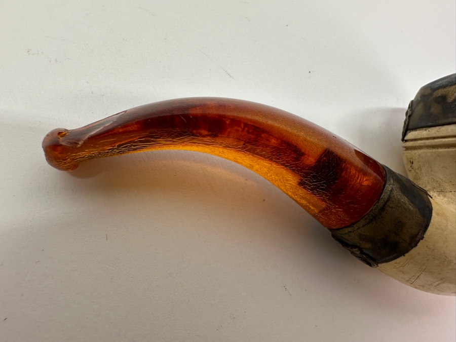 Vintage Sterling Silver / Meerschaum / Amber Pipe 5W [Photo 6]