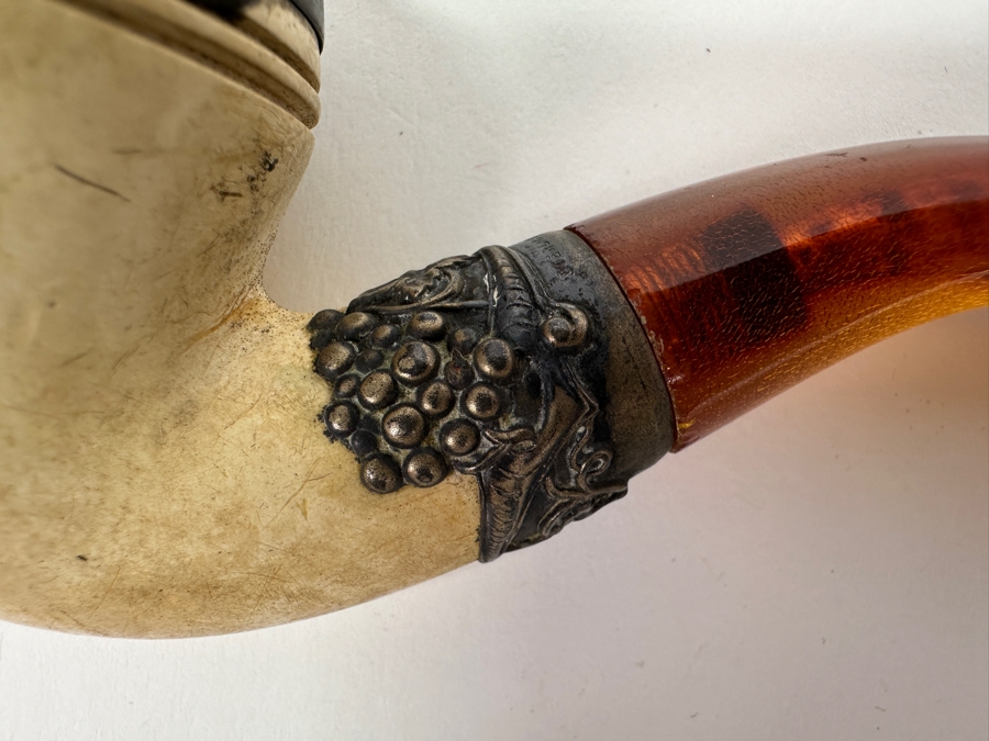 Vintage Sterling Silver / Meerschaum / Amber Pipe 5W [Photo 3]