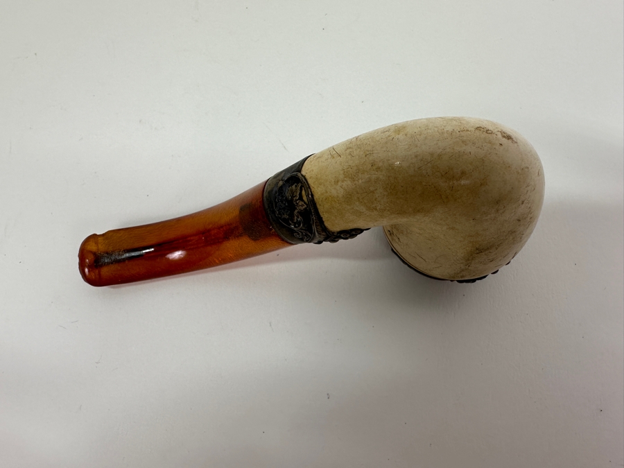 Vintage Sterling Silver / Meerschaum / Amber Pipe 5W [Photo 9]
