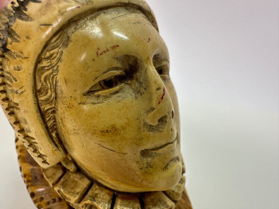 Pair Of Antique Carved Meerschaum / Amber Pipes With Hand Painted Pipe Stand - See Photos [Photo 19]