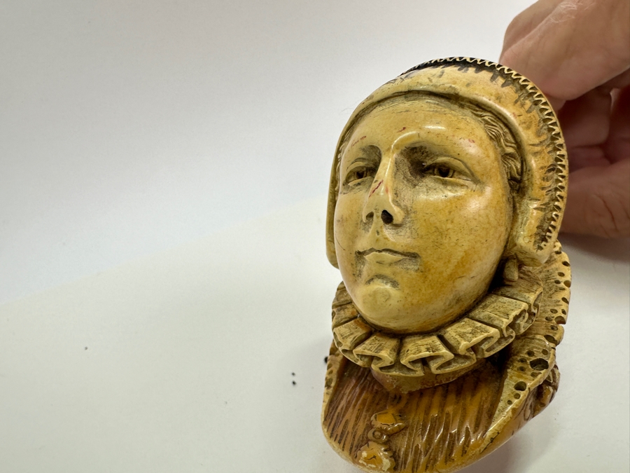 Pair Of Antique Carved Meerschaum / Amber Pipes With Hand Painted Pipe Stand - See Photos [Photo 20]