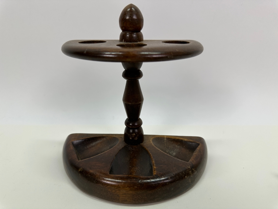 Wooden Pipe Stand With 3 Vintage Pipes: Briar Italy Meerschaum Line, BB&S Londoner London England & Italy [Photo 21]