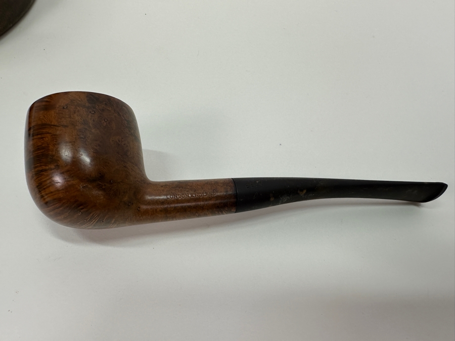 Wooden Pipe Stand With 3 Vintage Pipes: Briar Italy Meerschaum Line, BB&S Londoner London England & Italy [Photo 13]