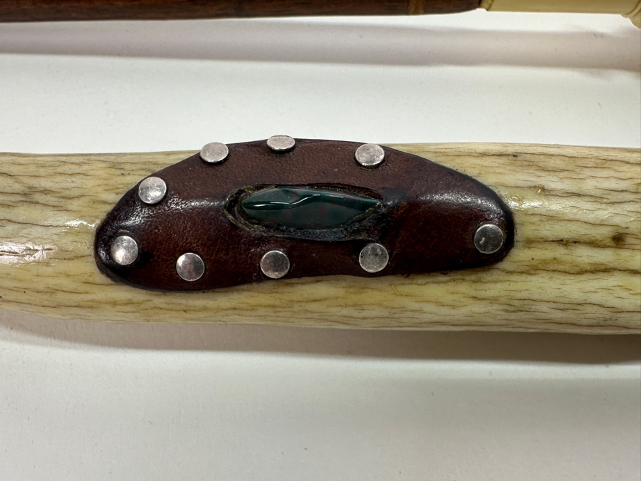 Pair Of Vintage Carved Bone Pipes [Photo 4]