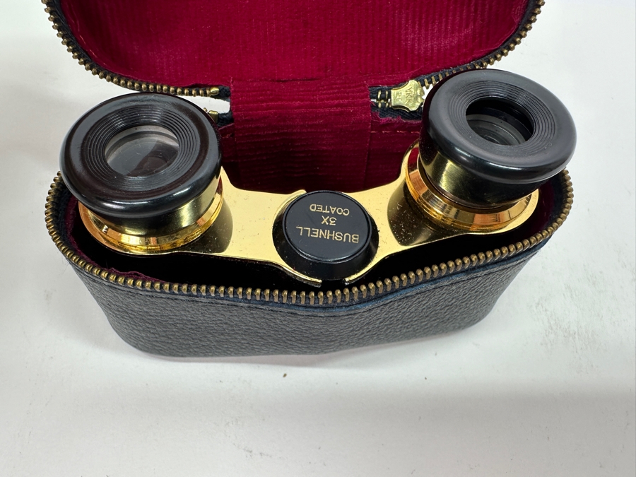 Vintage Bushnell 3X Gold/Mother of Pearl Opera Glasses with Original Case [Photo 6]