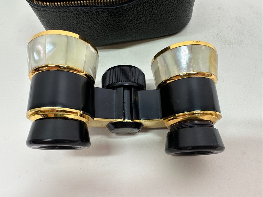 Vintage Bushnell 3X Gold/Mother of Pearl Opera Glasses with Original Case [Photo 5]