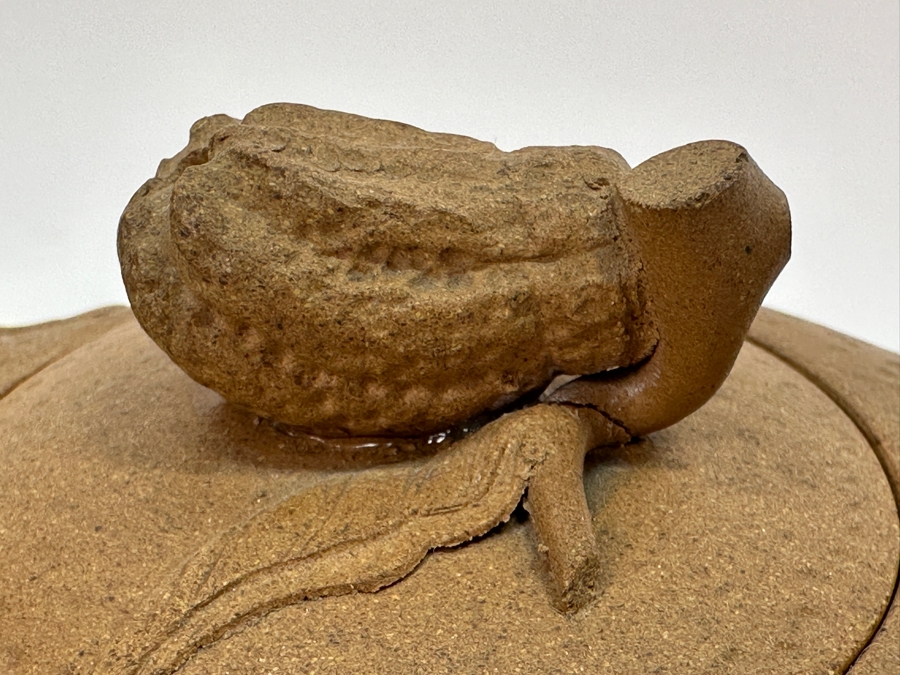 Chinese Yixing Finger Citron-Form Stoneware Teapot, Finial Appears to Have Been Repaired 8.5'W x 3.75'H [Photo 8]