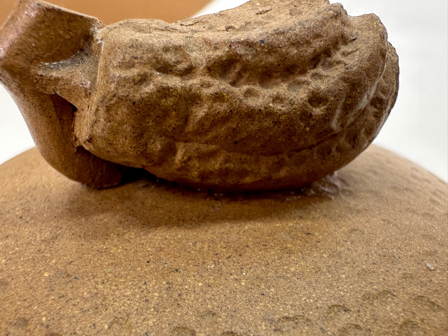 Chinese Yixing Finger Citron-Form Stoneware Teapot, Finial Appears to Have Been Repaired 8.5'W x 3.75'H [Photo 13]