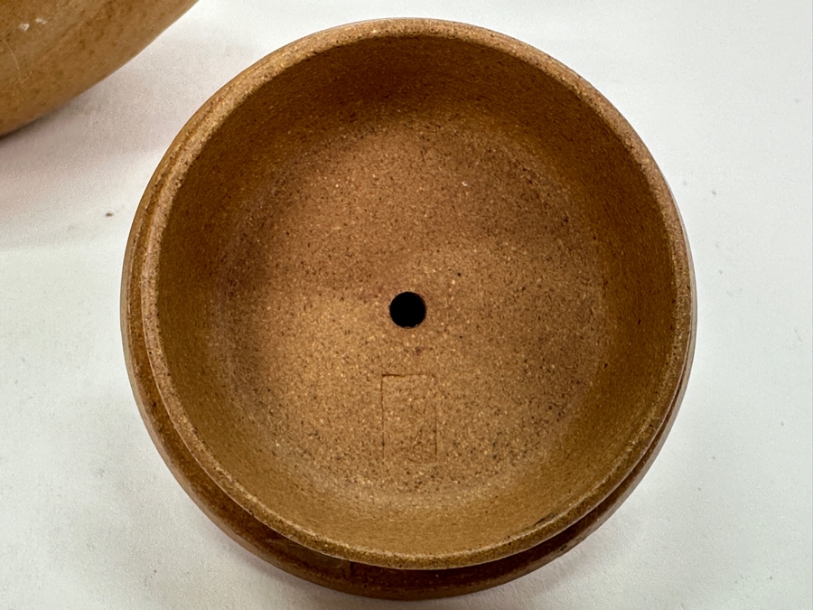 Chinese Yixing Finger Citron-Form Stoneware Teapot, Finial Appears to Have Been Repaired 8.5'W x 3.75'H [Photo 9]