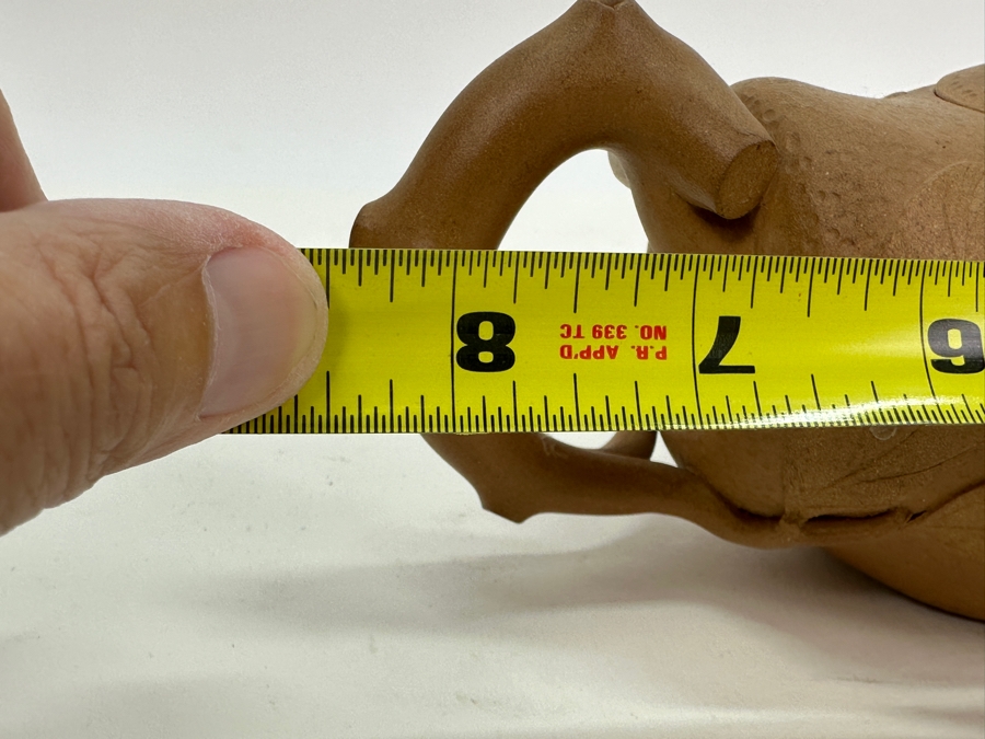 Chinese Yixing Finger Citron-Form Stoneware Teapot, Finial Appears to Have Been Repaired 8.5'W x 3.75'H [Photo 15]