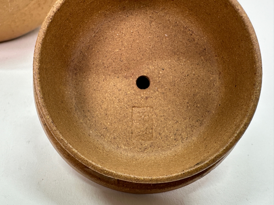 Chinese Yixing Finger Citron-Form Stoneware Teapot, Finial Appears to Have Been Repaired 8.5'W x 3.75'H [Photo 10]