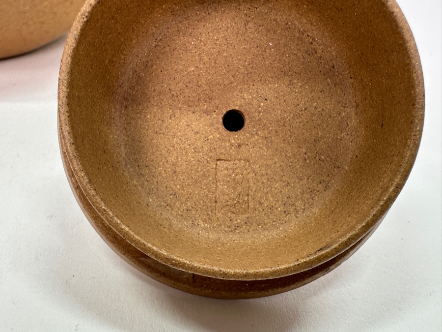 Chinese Yixing Finger Citron-Form Stoneware Teapot, Finial Appears to Have Been Repaired 8.5'W x 3.75'H [Photo 11]