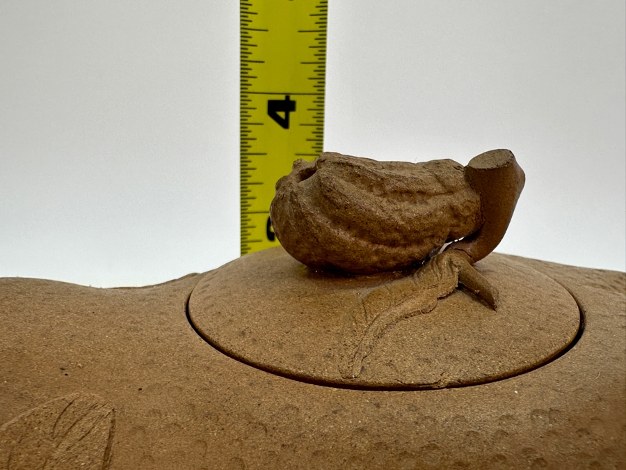 Chinese Yixing Finger Citron-Form Stoneware Teapot, Finial Appears to Have Been Repaired 8.5'W x 3.75'H [Photo 16]